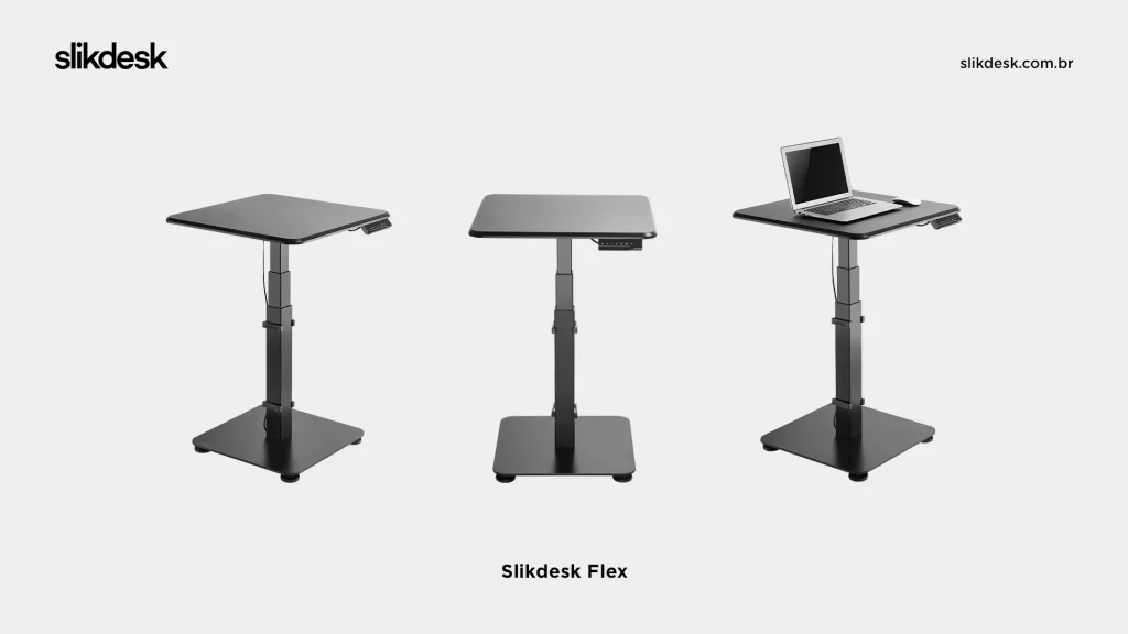 Slikdesk Flex: tecnologia combinada a um tampo menor para oferecer conforto e saúde mesmo em espaços reduzidos.