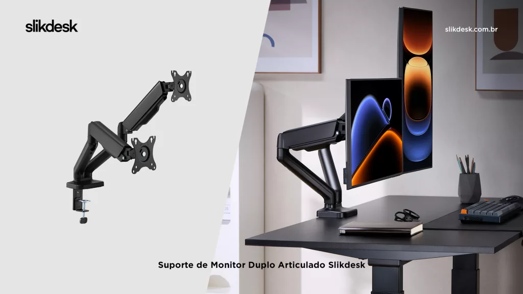 Suporte de monitor duplo articulado Slikdesk